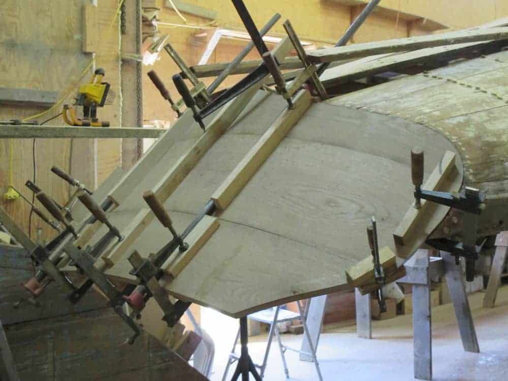 transom boards clamped up - OffCenterHarbor.com