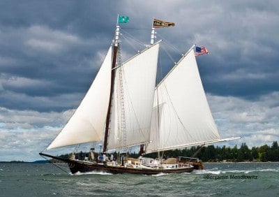 Gaff Rigged Schooner J.E. RIGGIN Reefed