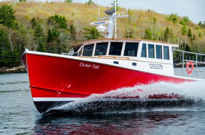 Johns Bay Boat Co Wooden Lobster Boat - The new boat gets tried out, roars along well...