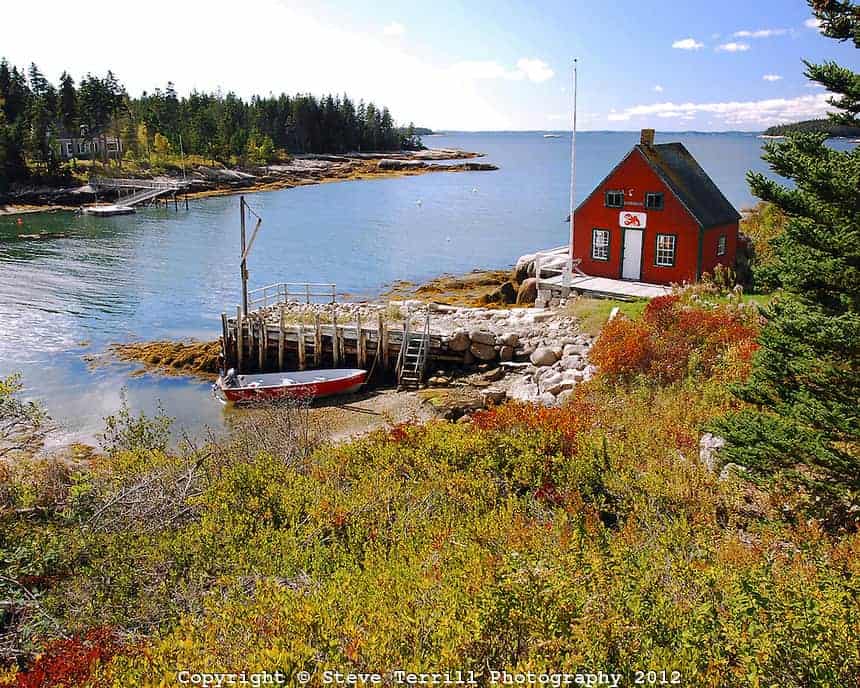 USA, Maine, Man made stone dock at Stonington